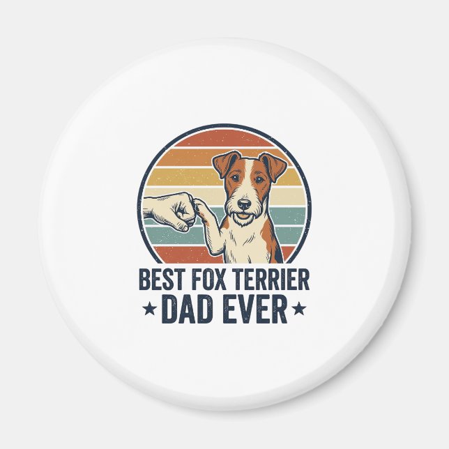 Bästa Fox Terrier Pappa Någonsin Vintage Hundälska Magnet (Framsidan)