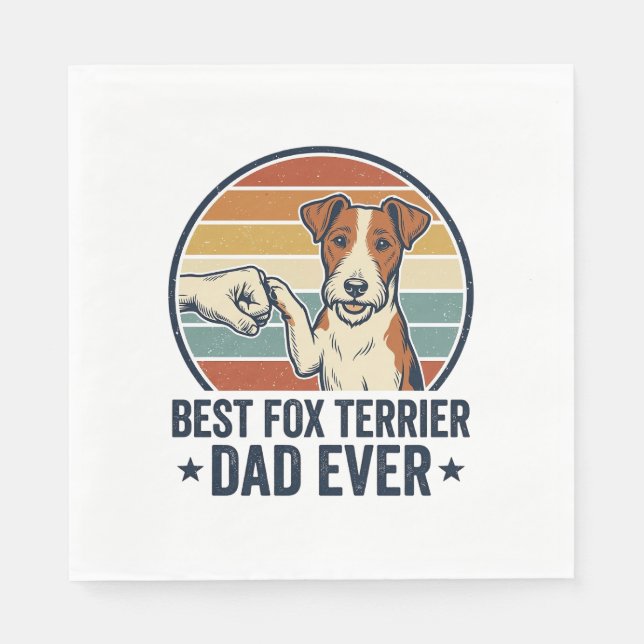 Bästa Fox Terrier Pappa Någonsin Vintage Hundälska Pappersservett (Framsidan)