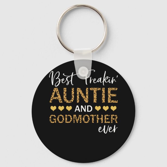 Bästa Freakin'Auntie och Godmor Lepard Nyckelring (Framsida)