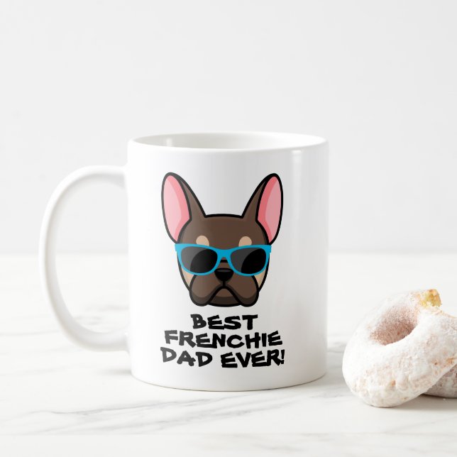 Bästa Frenchie Pappa Fars dag Brun Tan Frenchie Kaffemugg (Med munk)