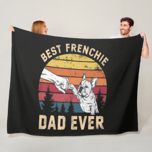 Bästa Frenchie Pappa Någonsin Retro Fleecefilt