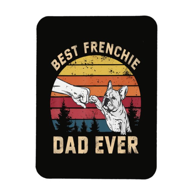 Bästa Frenchie Pappa Någonsin Retro Magnet (Vertikal)