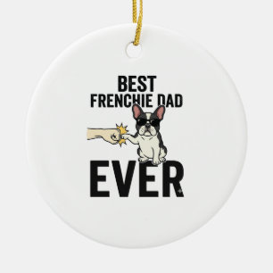 Bästa Frenchie Pappa Någonsin Rolig Bulldog T-shir Julgransprydnad Keramik