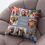 BÄSTA FRIENDS Modern Script Instagram Photo Collag Kudde<br><div class="desc">Anpassningsbar Besties Photo-kudde med din egen personlig namn i ett Insta-vänligt fotokollage-rutnät. Perfektens gåva till en studenten-gåva eller en söt födelsedagskalas för din bästa vän för alltid. Det här är den dammiga blå versionen.</div>