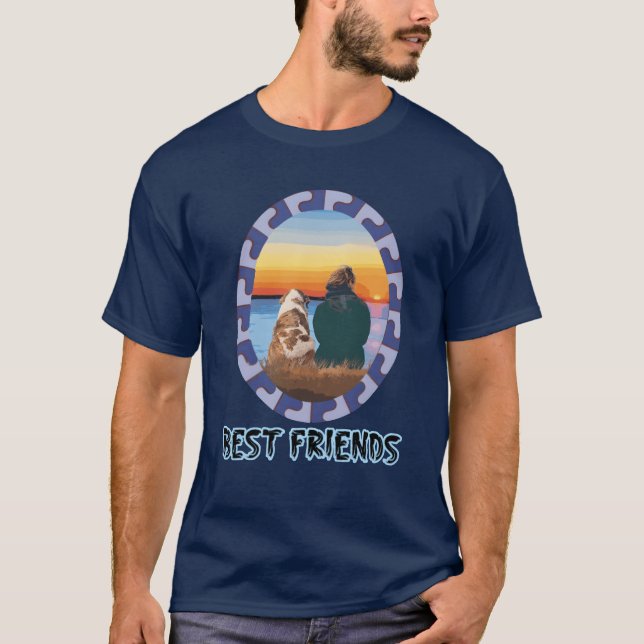 BÄSTA FRIENDS WATCHING SUNSET Man-gåva T Shirt (Framsida)
