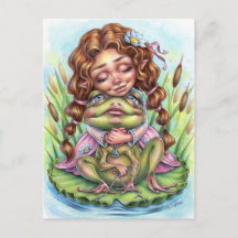 Bästa Froggy Friend Postcard Elf Fairy Princess