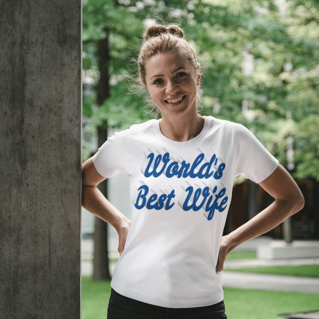 Bästa fru Havsblå text T Shirt (Skapare uppladdad)