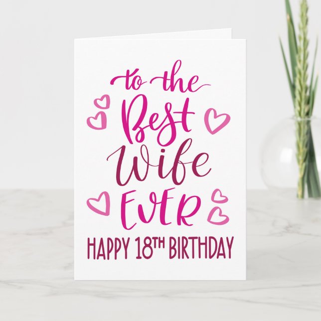 Bästa fru någonsin 18-års typografi i rosa kort (Framsida)