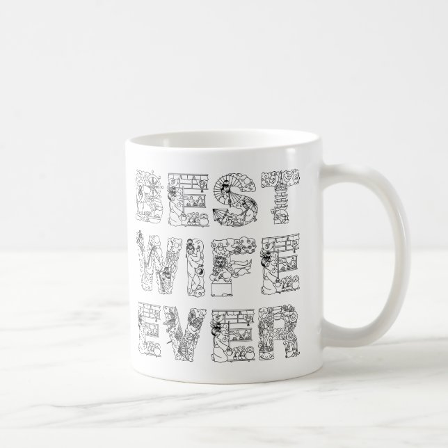 Bästa fru någonsin i japanska stil kaffemugg (Höger)