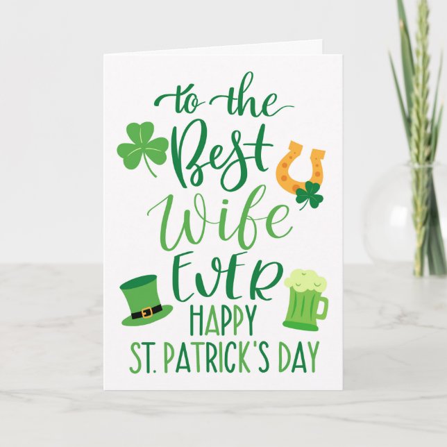Bästa fru någonsin-St patrick's day-typografi Kort (Framsida)