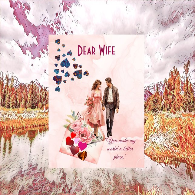 Bästa fru Romantic Quote Heart Valentines day Card (Dear Wife Romantic Quote Heart Valentines Day Card)