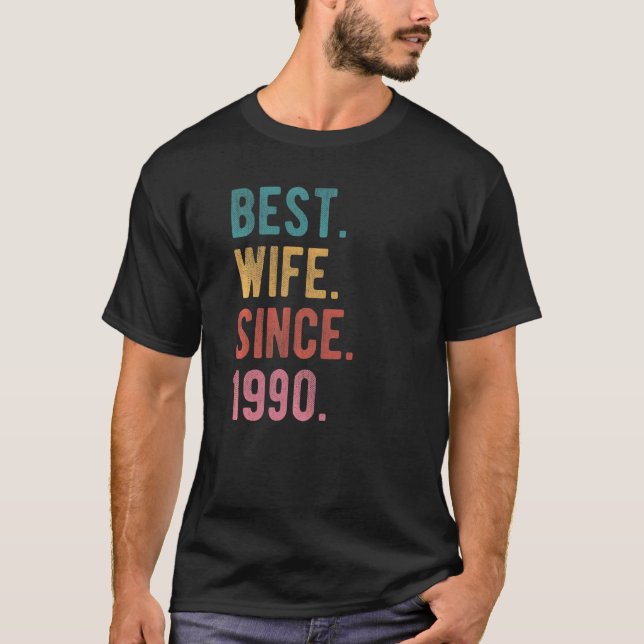 Bästa fru sedan 1990 32:a Bröllop-årsdagen för T Shirt (Framsida)