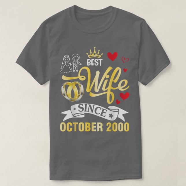 Bästa fru sedan oktober 2000, Lycklig gift 22 år T Shirt (Design framsida)