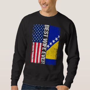 Bästa fru USA flagga och Bosnien och Hercegovina, Lång Ärmad Tröja