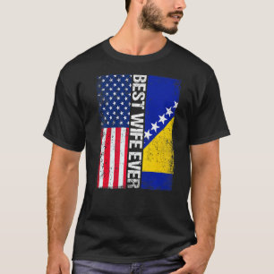 Bästa fru USA flagga och Bosnien och Hercegovina, T Shirt