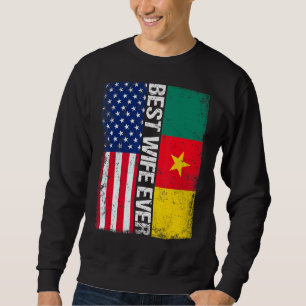 Bästa frun någonsin Mors dag Kamerun USA Flagga Lång Ärmad Tröja