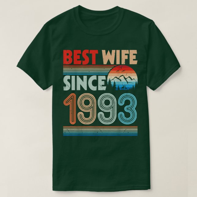 Bästa frun sedan 1993 Lycklig Make gift Bröllop T Shirt (Design framsida)