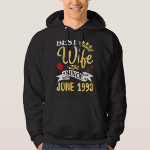 Bästa frun sedan juni 1993, Lycklig, gift annniver Hoodie