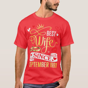 Bästa frun sedan september 1991 Lycklig Marry 31 å T Shirt