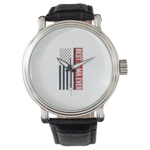 Bästa G-Ma Någonsin Patriotisk Flagg Vektor Design Armbandsur