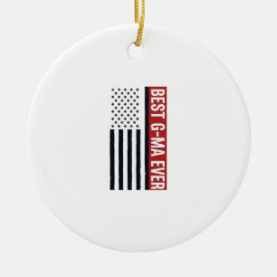 Bästa G-Ma Någonsin Patriotisk Flagg Vektor Design Julgransprydnad Keramik