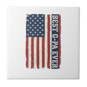 Bästa G-PA någonsin Patriotisk Flagga Vintage T-Sh Kakelplatta