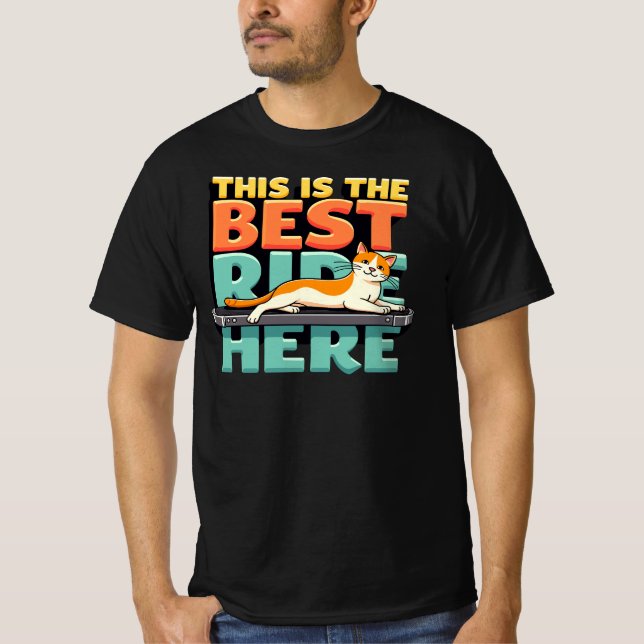 Bästa gången någonsin Cat på Skateboard T Shirt (Framsida)