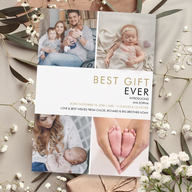 Bästa gåva någonsin Baby-meddelande om födelsetal Julkort (Best Gift Ever Christmas Photo Birth Announcement)