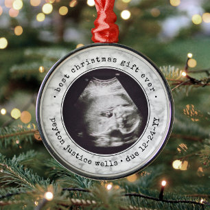 Bästa gåva till Ultrasound Baby-fotofaux Marble Julgransprydnad Metall