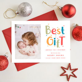 Bästa gåvan anlände denna jul tillkännagivande julkort