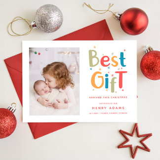 Bästa gåvan anlände denna jul tillkännagivande julkort