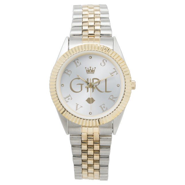 BÄSTA GIRL EVER Silver-Gradient Armbandsur (Framsida)
