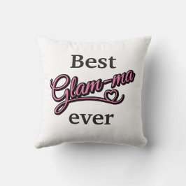 Bästa Glamma någonsin fotosvart/rosa Pillow Kudde