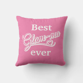 Bästa Glamma någonsin fotovit/rosa Pillow Kudde