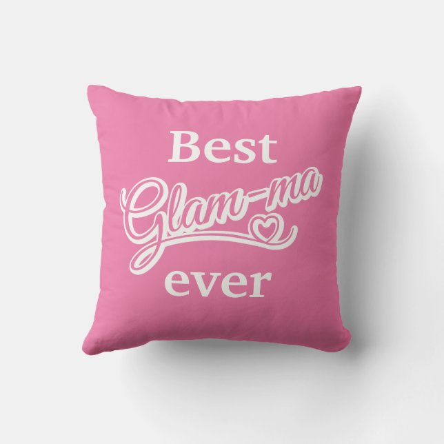 Bästa Glamma någonsin fotovit/rosa Pillow Kudde (Baksida)