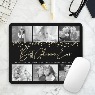 Bästa Glamma någonsin Guld Glitter 6 Photo Collage Musmatta