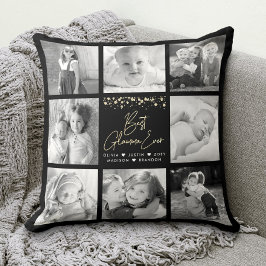 Bästa Glamma någonsin Guld Glitter 8 Photo Collage Kudde