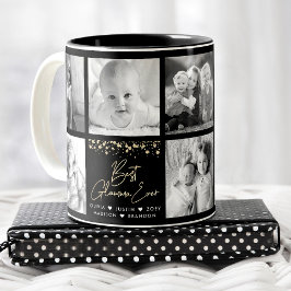 Bästa Glamma någonsin Modern Script 8-fotokollage Två-Tonad Mugg