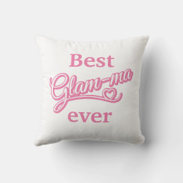 Bästa Glamma någonsin - rosa/vit fyllning Kudde