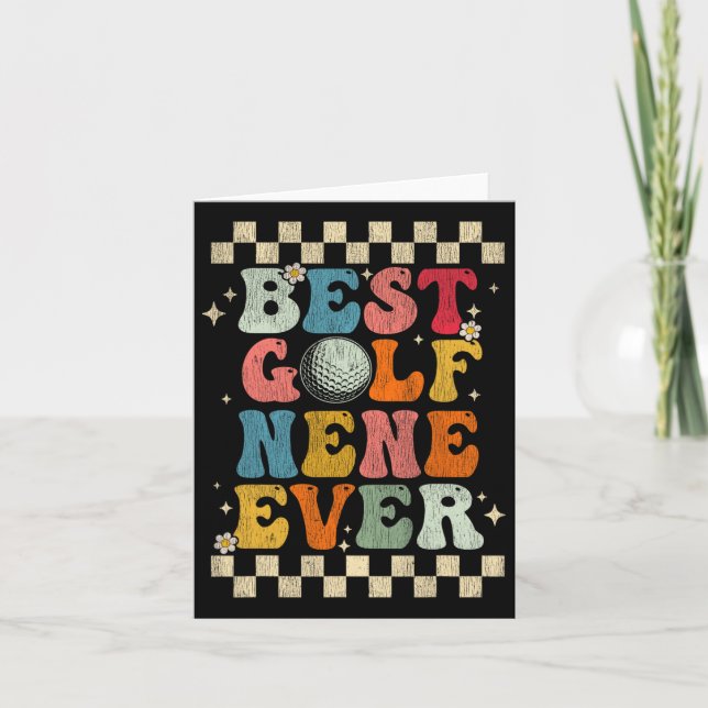 Bästa Golf Nene någonsin Retro Groovy Gift Golf Ne Kort (Framsida)