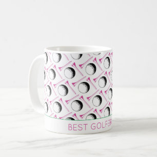Bästa Golfer någonsin Golf Boll Tee rosa grönt Cla Kaffemugg