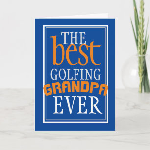 Bästa Golfing Grandpa Aldrig Blue Birthday Kort