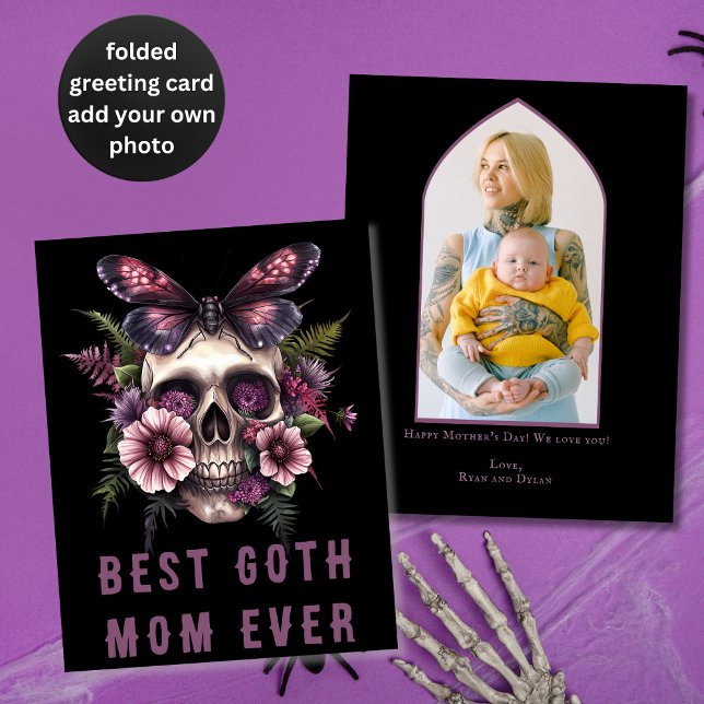 Bästa goth-mamma någonsin Dödskalle-moth Purpur mo Kort (Skapare uppladdad)