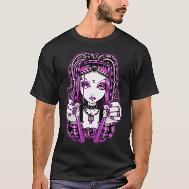 Bästa Goth "Vivian" för rosa Cyber mörk T Shirt (Framsida)