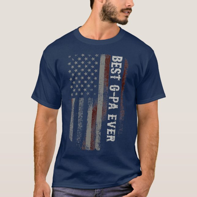 Bästa Gpa någonsin amerikansk Flagga Funny Grandpa T Shirt (Framsida)
