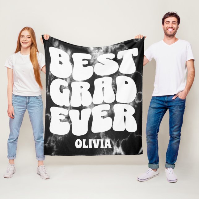 Bästa Grad någonsin Black Tie Dye Studenten Fleecefilt (På plats)