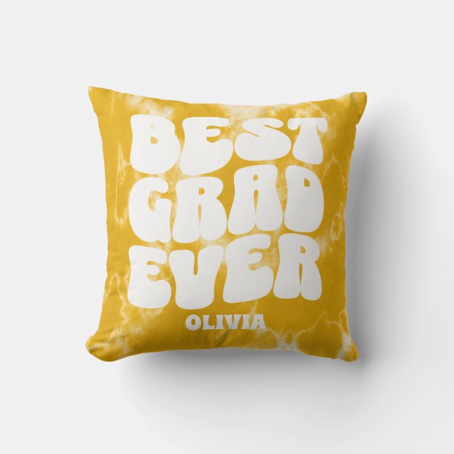 Bästa Grad någonsin Gult Tie Dye Studenten Kudde (Framsida)