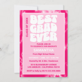 Bästa Grad någonsin Rosa Tie Dye Studentfest Inbjudningar