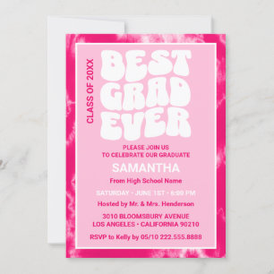 Bästa Grad någonsin Rosa Tie Dye Studentfest Inbjudningar