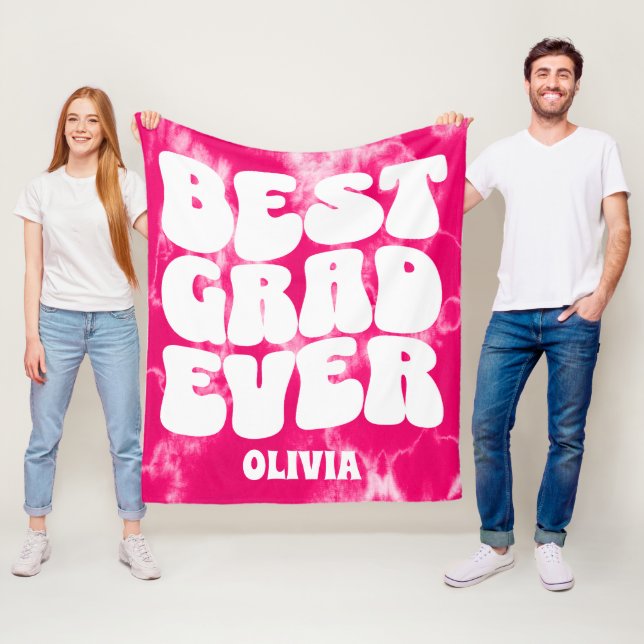 Bästa Grad Rosa Tie Dye Studenten Fleecefilt (På plats)